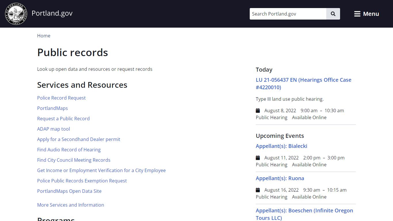 Public records | Portland.gov
